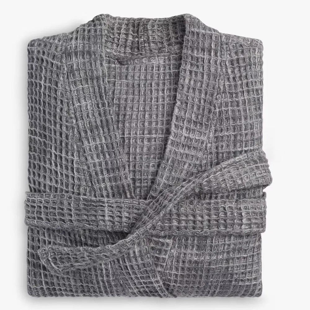 Parachute Grey Waffle Robe – Unisex Lightweight Bathrobe, Size Small